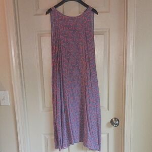 American Apparel Geometric Blue and Red Midi Dress